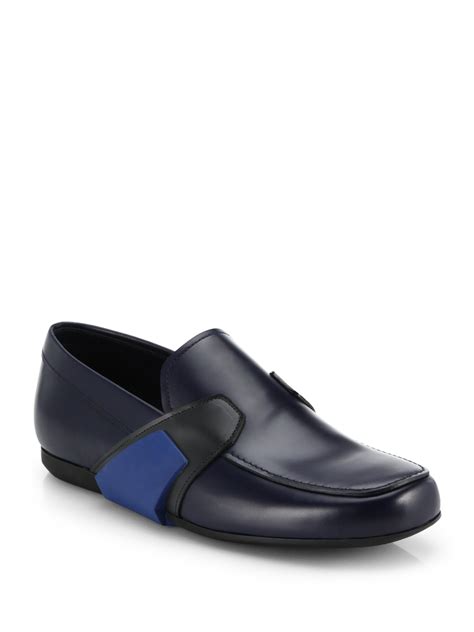 prada mens blue patent wingtip loafers|Prada loafers.